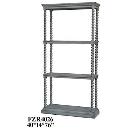 Turned Leg Antiqued Grey Etagere